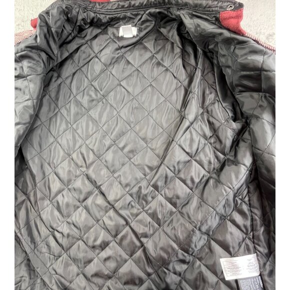 H&M Shacket Jacket Mens Medium Red Beige Buffalo Plaid Flannel Quilted Lined - Picture 8 of 12
